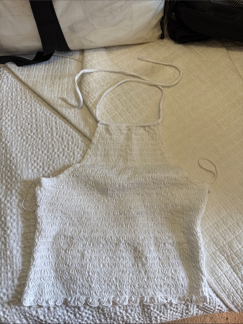 Old Navy White Smocked Halter Tank Top
